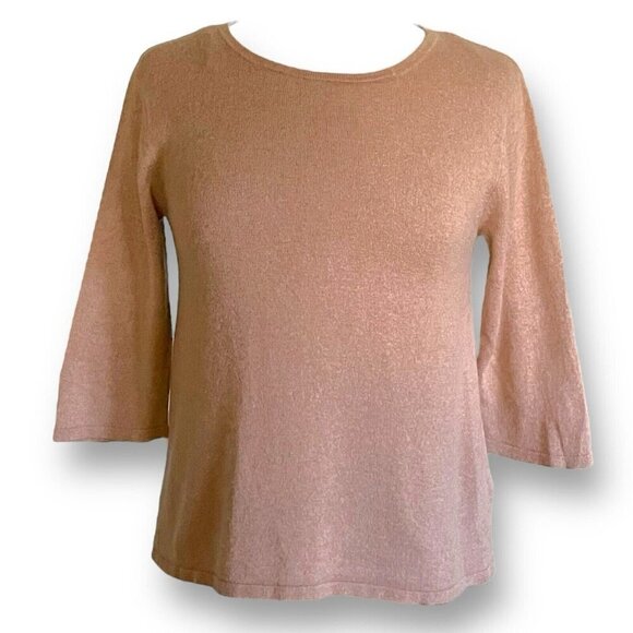 Alashan Womens Sweater Sz XS Small Tan Cashmere Silk Minimalist Quiet Luxury - Picture 1 of 6